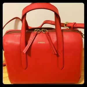Fossil Sydney Satchel Brick Red